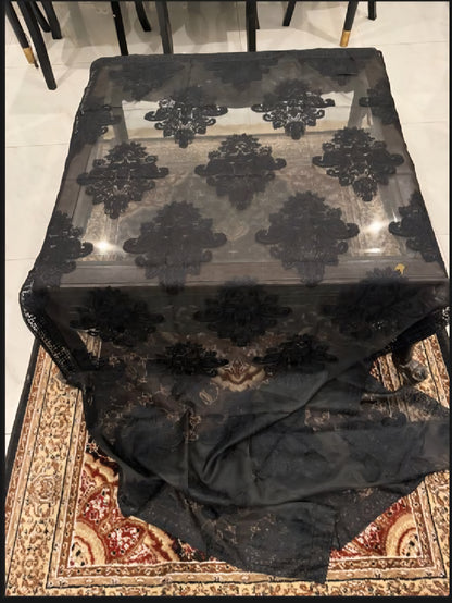 Chiffon Dupatta Aar Work Full Embroidered Large Size | Black